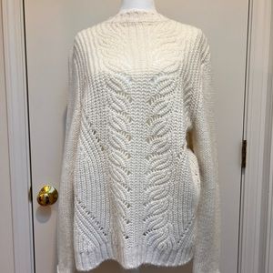 Boden Wool & Alpaca Blend Chunky Knit White Sweater in Women’s SIZE LARGE